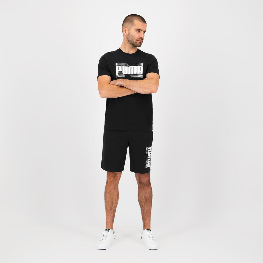 Men's Short-Sleeved Cotton Active Fitness T-Shirt - Black