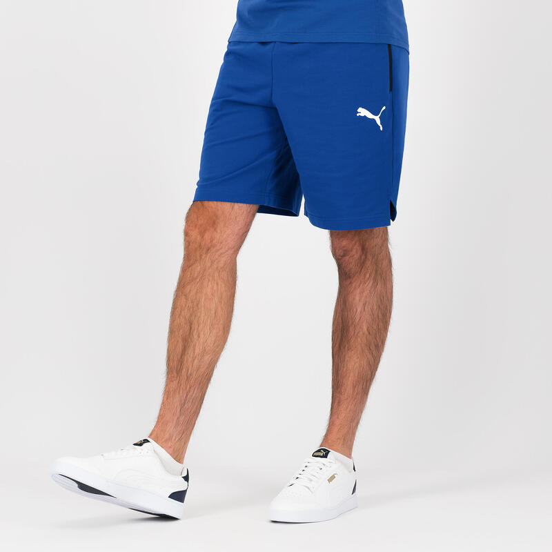 Pantaloncini uomo palestra Puma regular misto cotone azzurri
