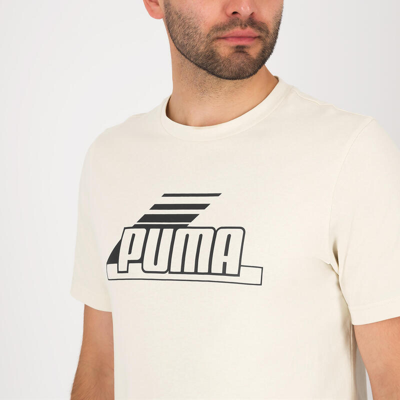 Camiseta Fitness Puma Hombre Gris Manga Corta Algodón
