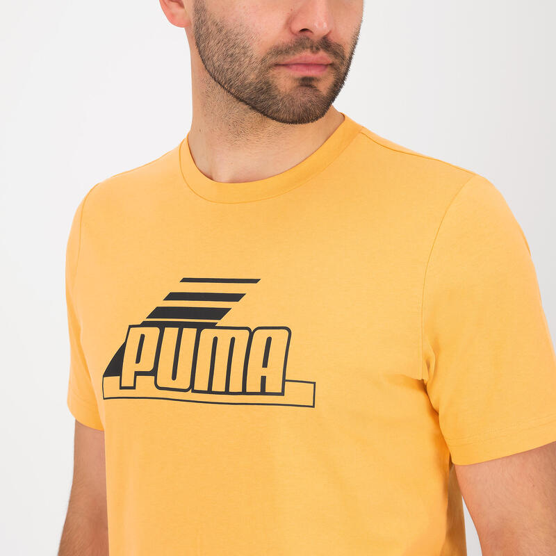 Camiseta Fitness Puma Hombre Naranja Manga Corta Algodón