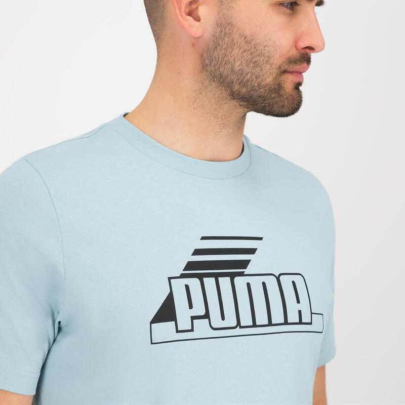 Camiseta Fitness Puma Hombre Azul Algodón Manga Corta