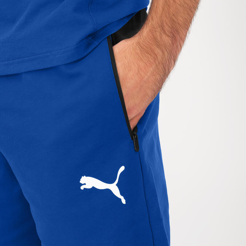 Pantaloncini uomo palestra Puma regular misto cotone azzurri