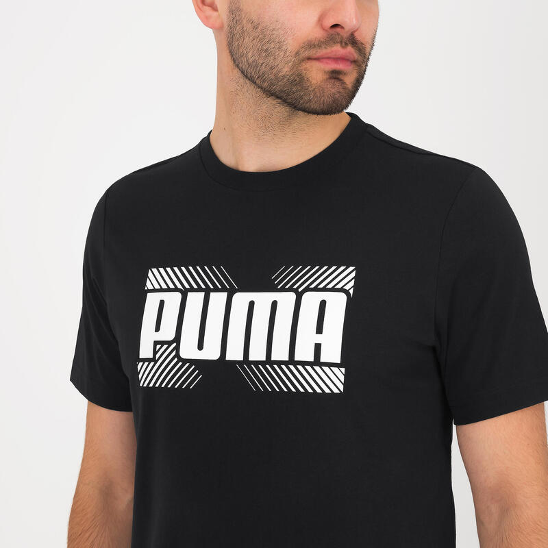 Camiseta Active Fitness Puma Hombre Negro Manga Corta Algodón