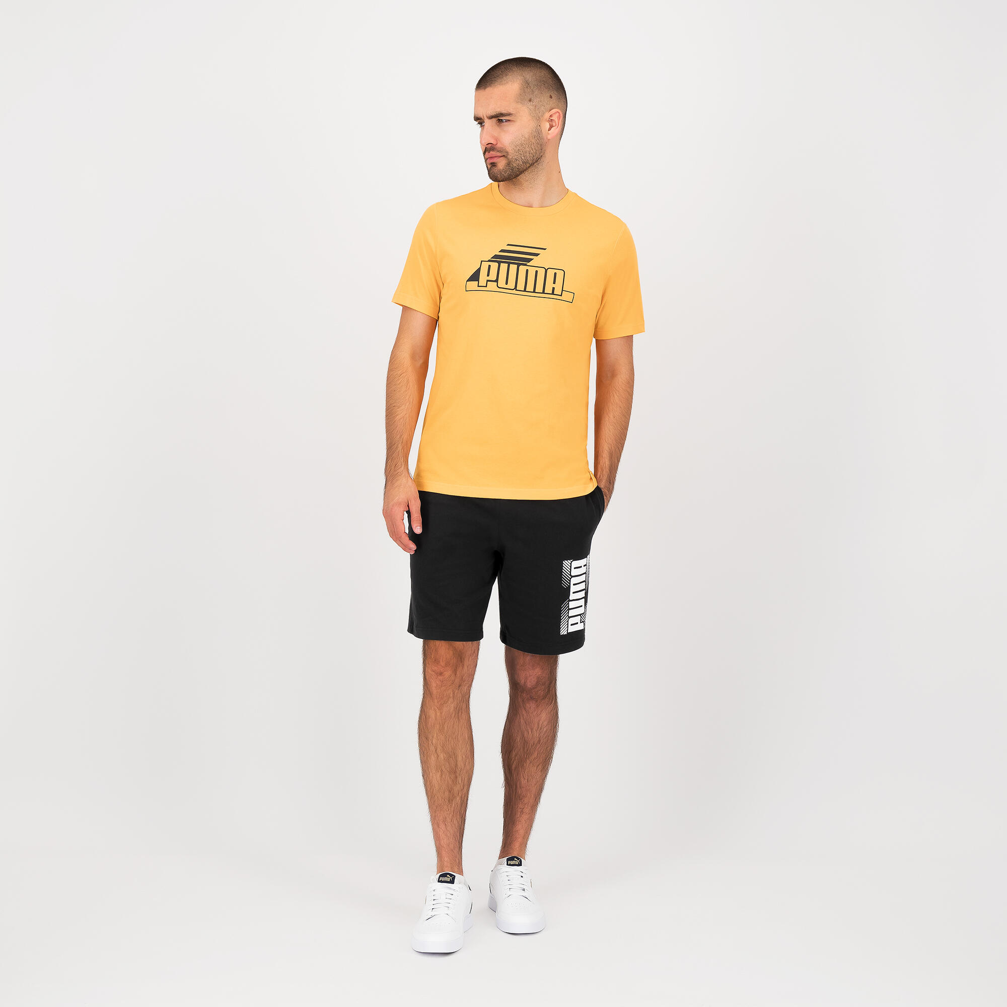 PUMA T-shirt fitness a maniche corte in cotone da uomo arancione