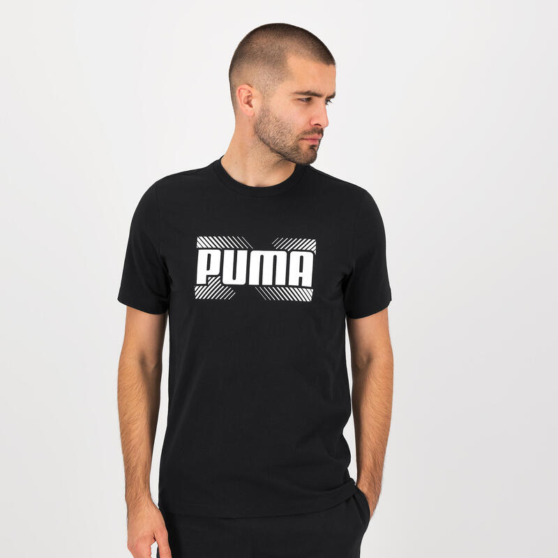 T-shirt uomo palestra Puma regular 100% cotone nera
