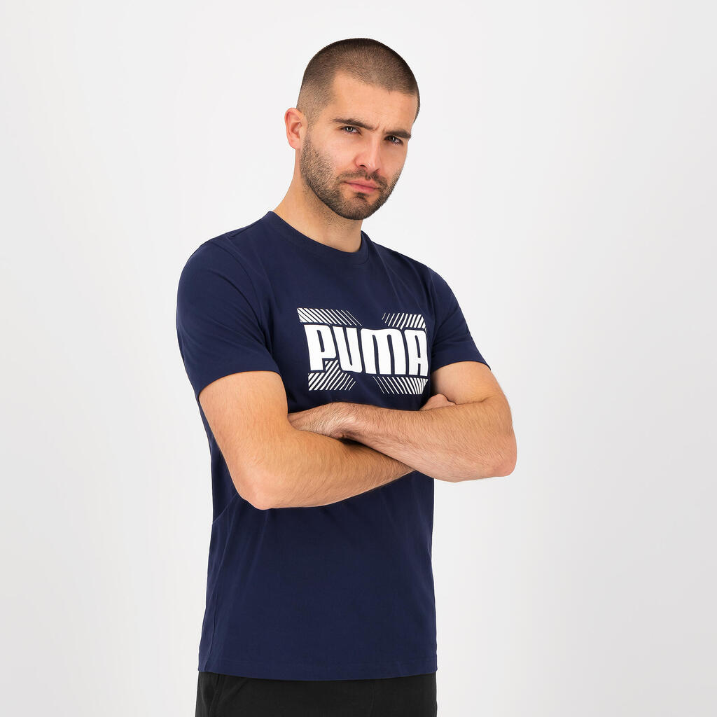 Men's Short-Sleeved Cotton Active Fitness T-Shirt - Blue