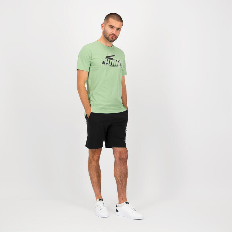 Camiseta Fitness Puma Hombre Verde Manga Corta Algodón