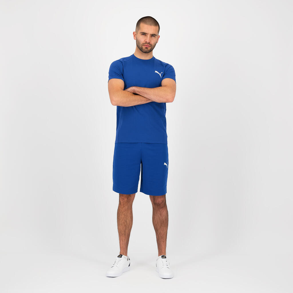 Men's Short-Sleeved Cotton Fitness T-Shirt - Blue