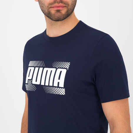 Vyriški trumparankoviai medvilniniai kūno rengybos marškinėliai „Active“, mėlyni