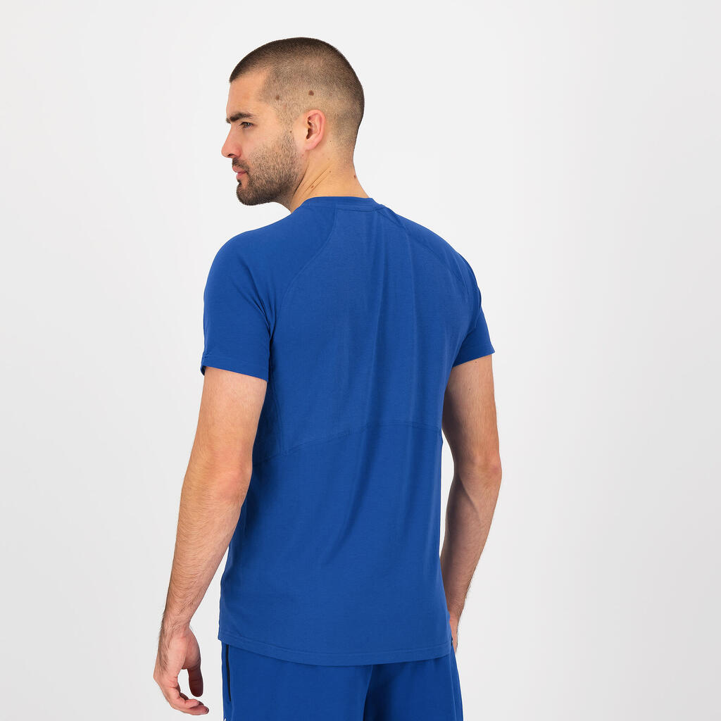 Men's Short-Sleeved Cotton Fitness T-Shirt - Blue
