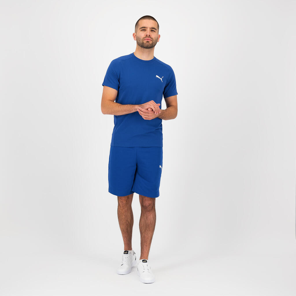 Men's Short-Sleeved Cotton Fitness T-Shirt - Blue