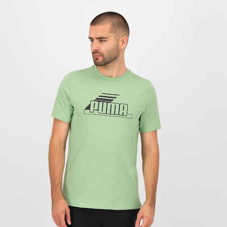 Majica kratkih rukava za fitness pamučna muška zelena