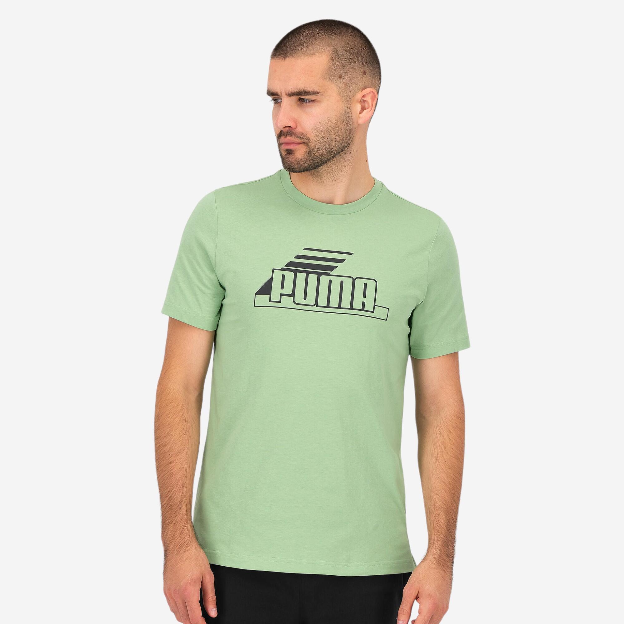 PUMA Camiseta Fitness Puma Hombre Verde Manga Corta Algodón