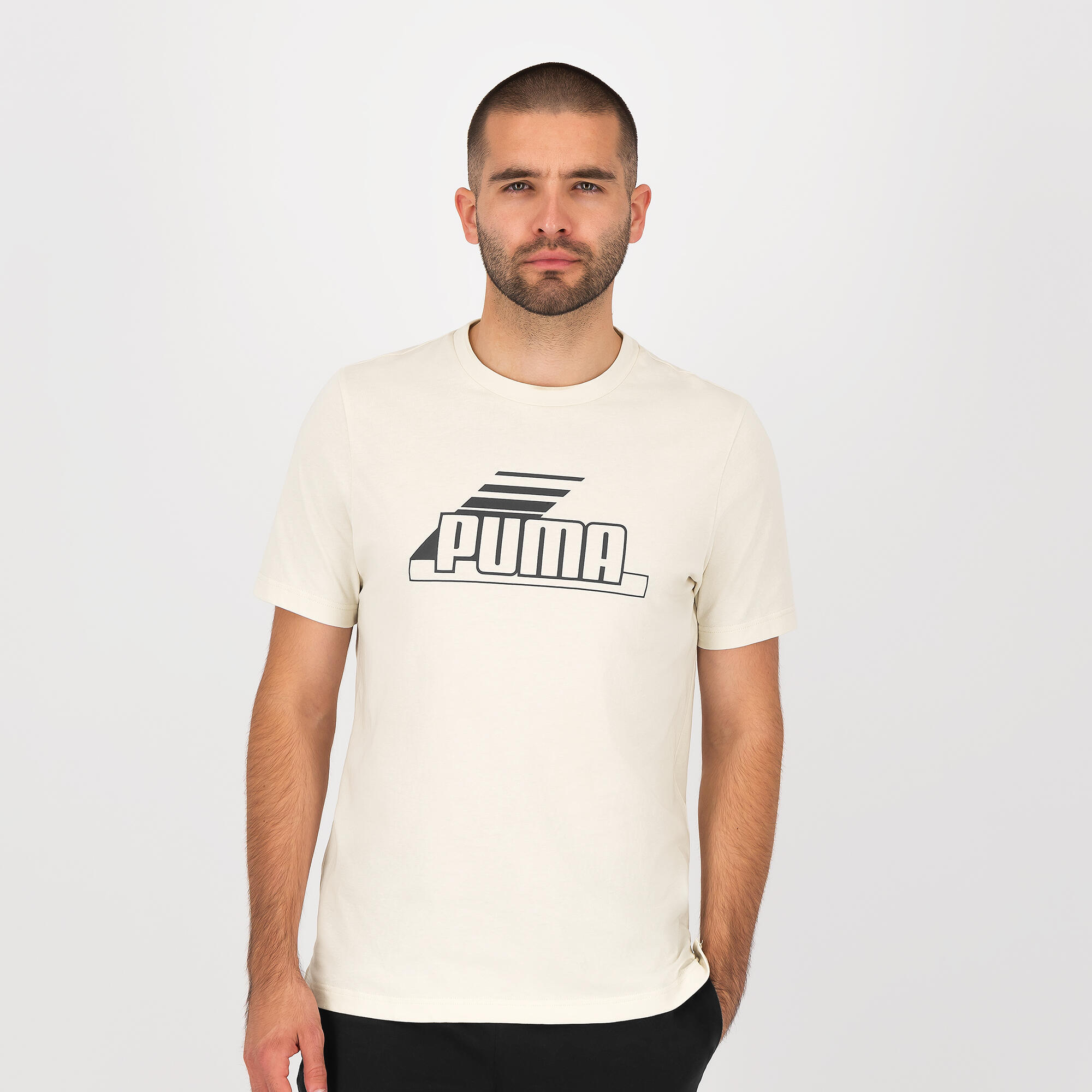 PUMA T-shirt fitness a maniche corte in cotone uomo grigio