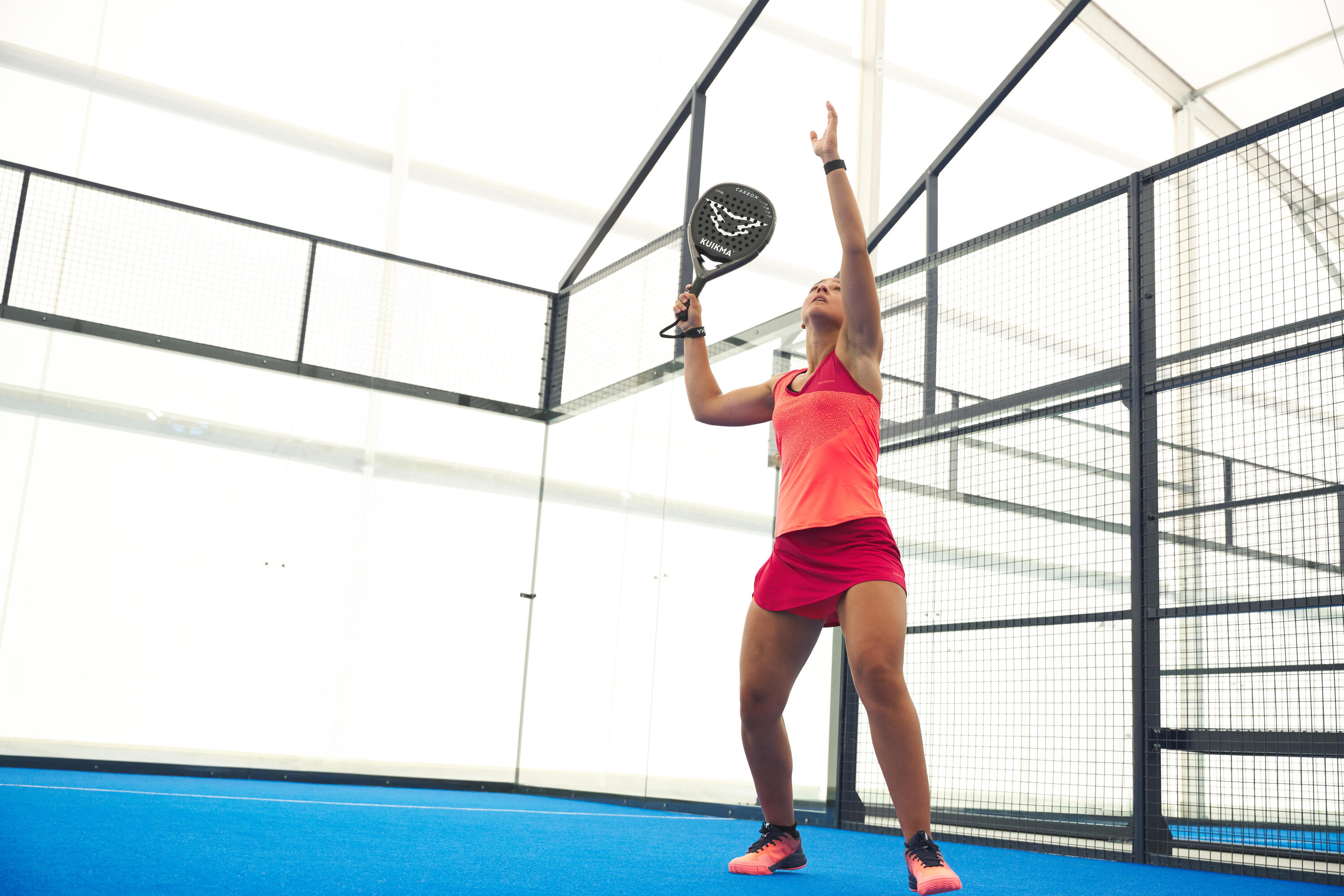 Camisola de alças de padel técnica e respirável Mulher - Kuikma Dry vermelho  10/10