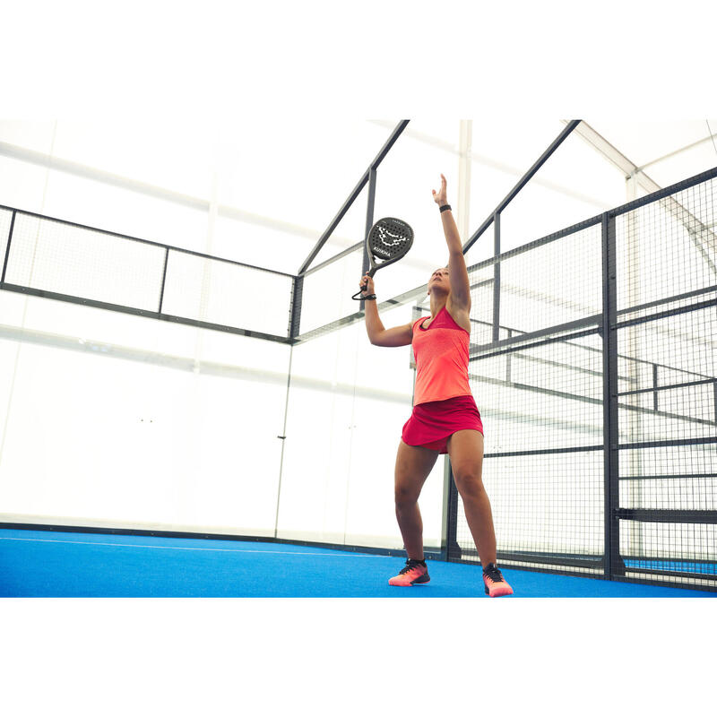 Maiou Tehnic Respirant Padel Kuikma 900 Roșu-Portocaliu Damă