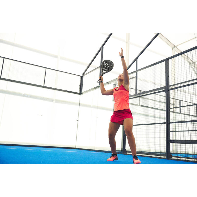 Technische en ademende padeltop voor dames Dry rood/oranje