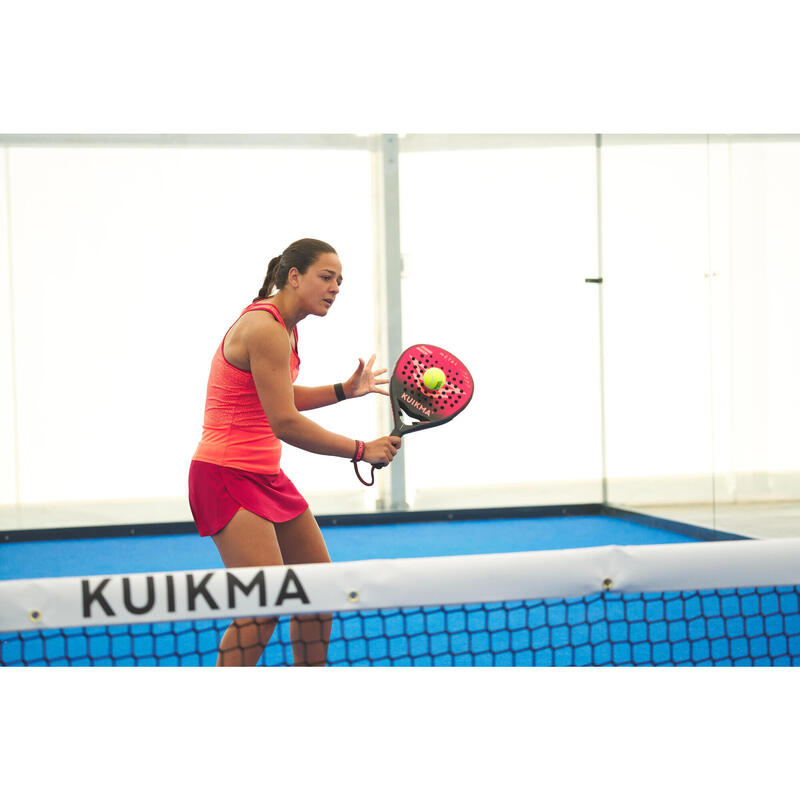 Technische en ademende padeltop voor dames Dry rood/oranje