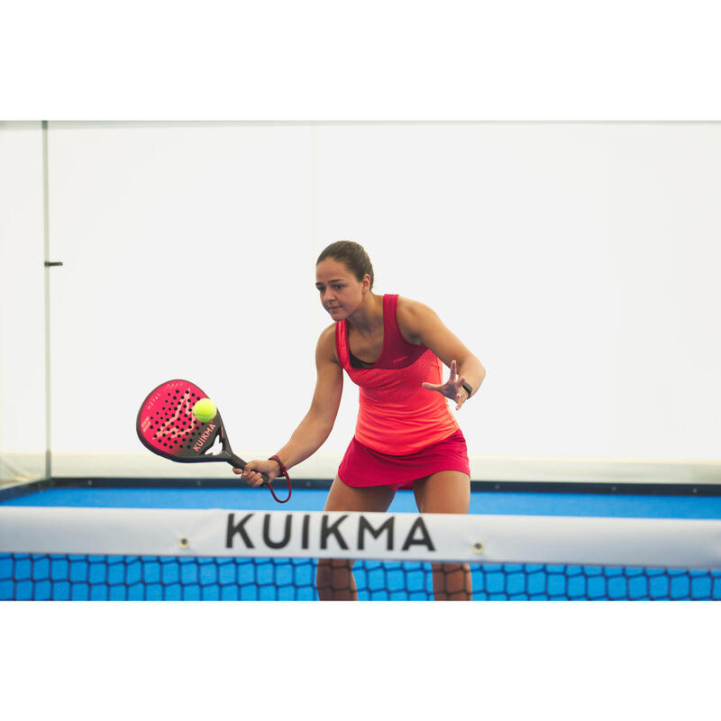 Maiou Tehnic Respirant Padel Kuikma 900 Roșu-Portocaliu Damă