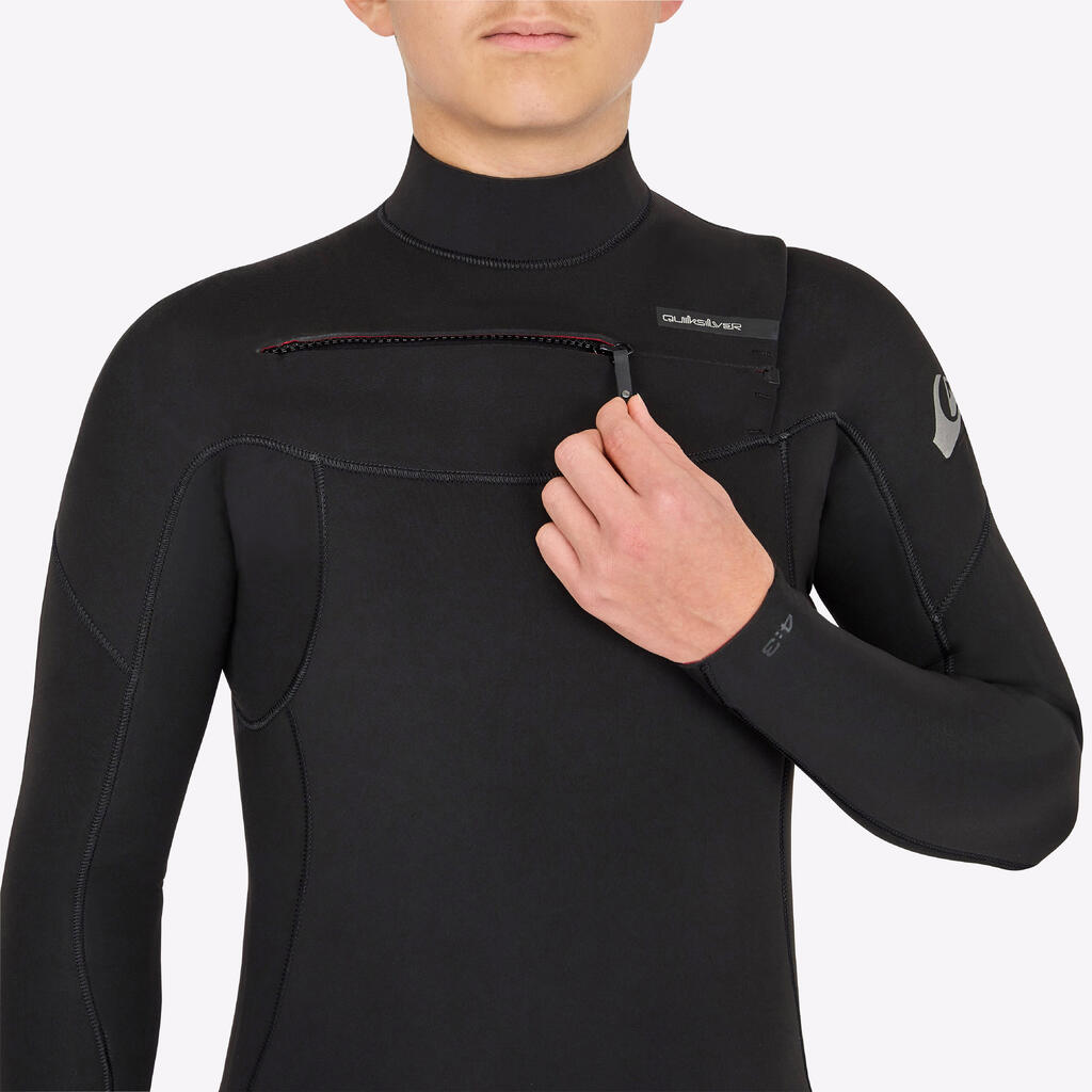 Vīriešu hidrotērps ar rāvējslēdzēju priekšpusē “Session”, 4/3 mm, melns, zils