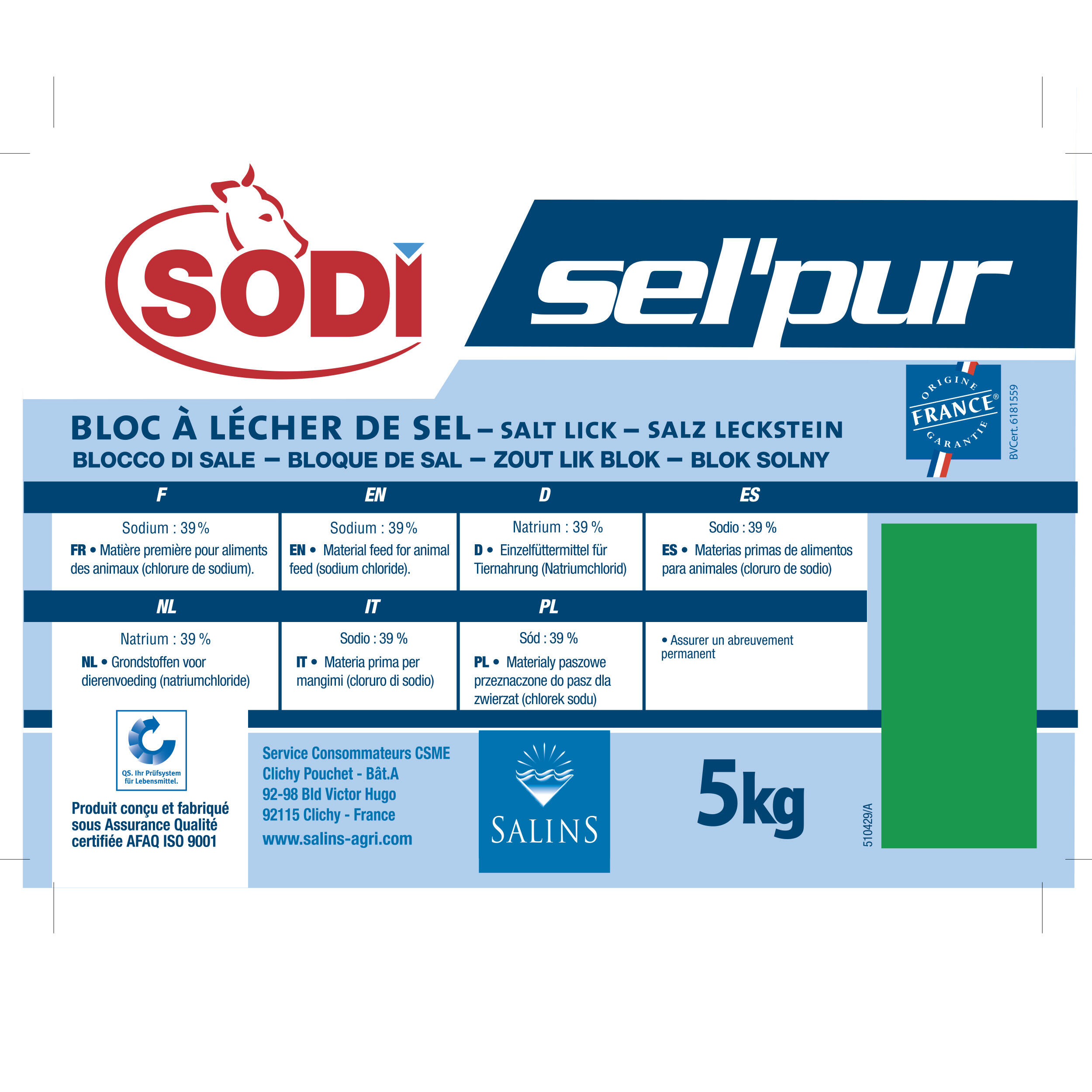 Liksteen voor paarden en pony's SODI SEL'PUR 5 KG 2/2