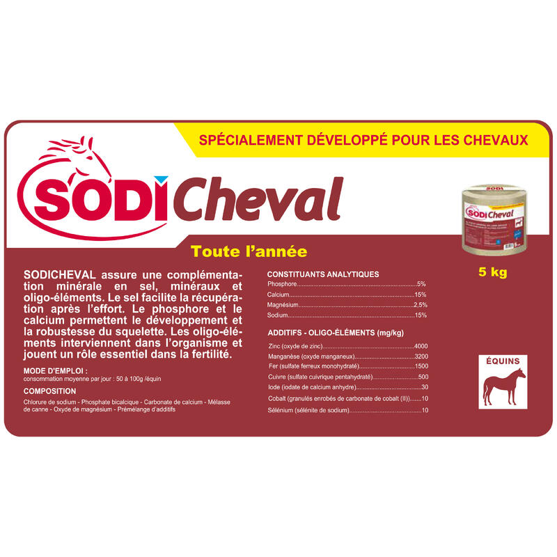 Pierre à sel équitation Cheval et Poney - SODI CHEVAL ADDITIVE 5KG