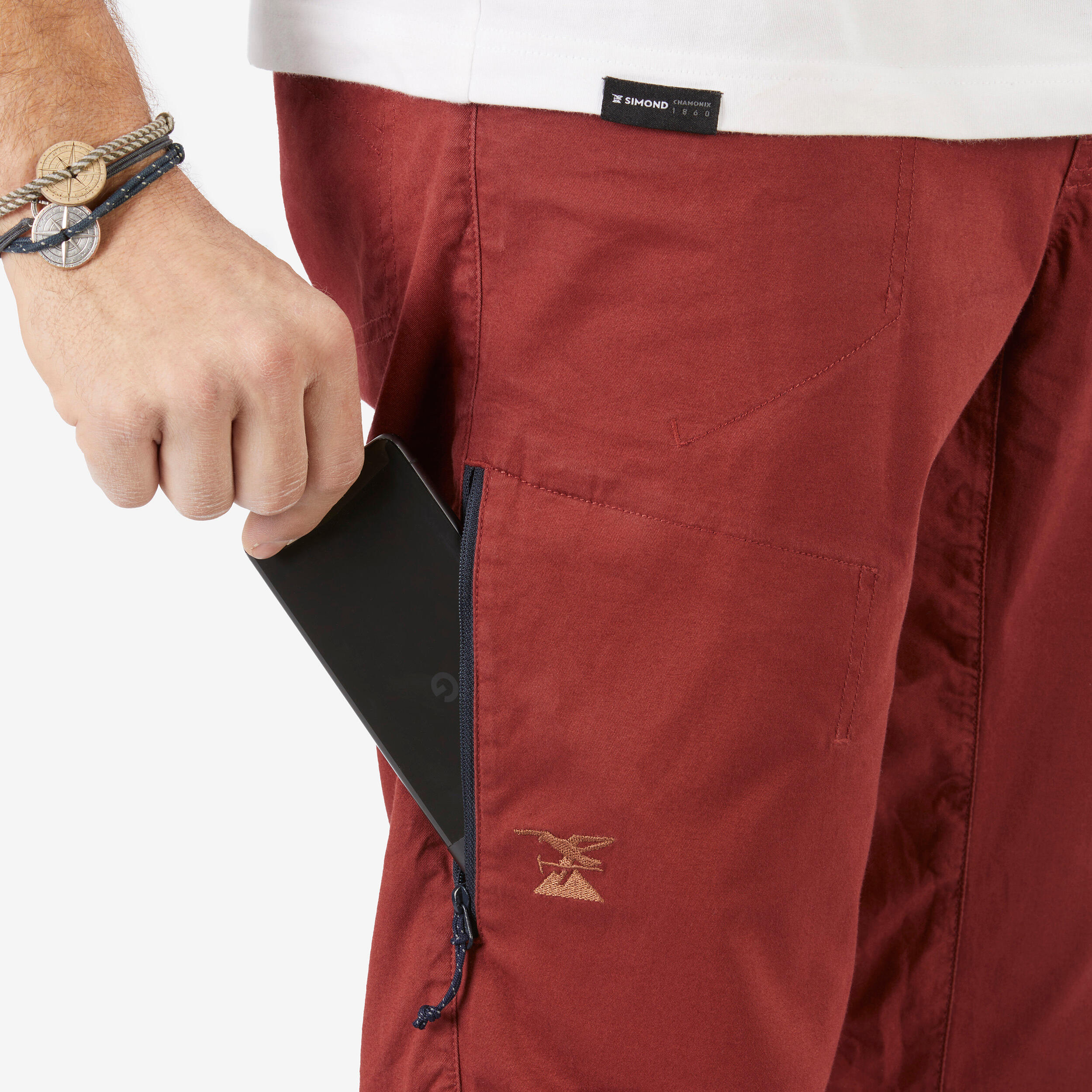 Men’s Climbing Pants - Organic Cotton Red - SIMOND