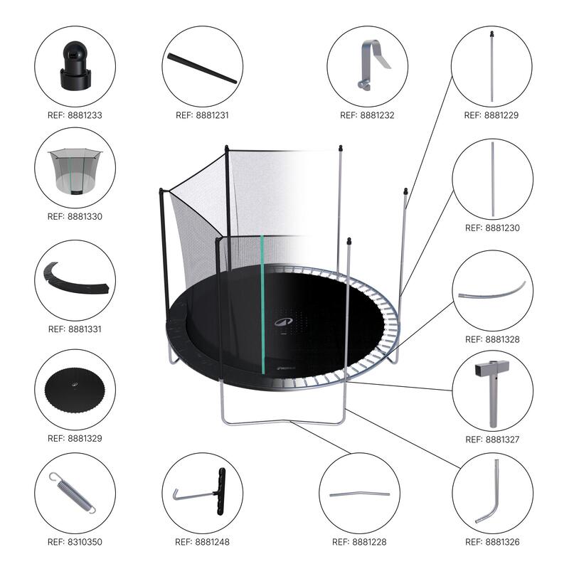 Trampoline 300 with Netting - Tool-Free Design