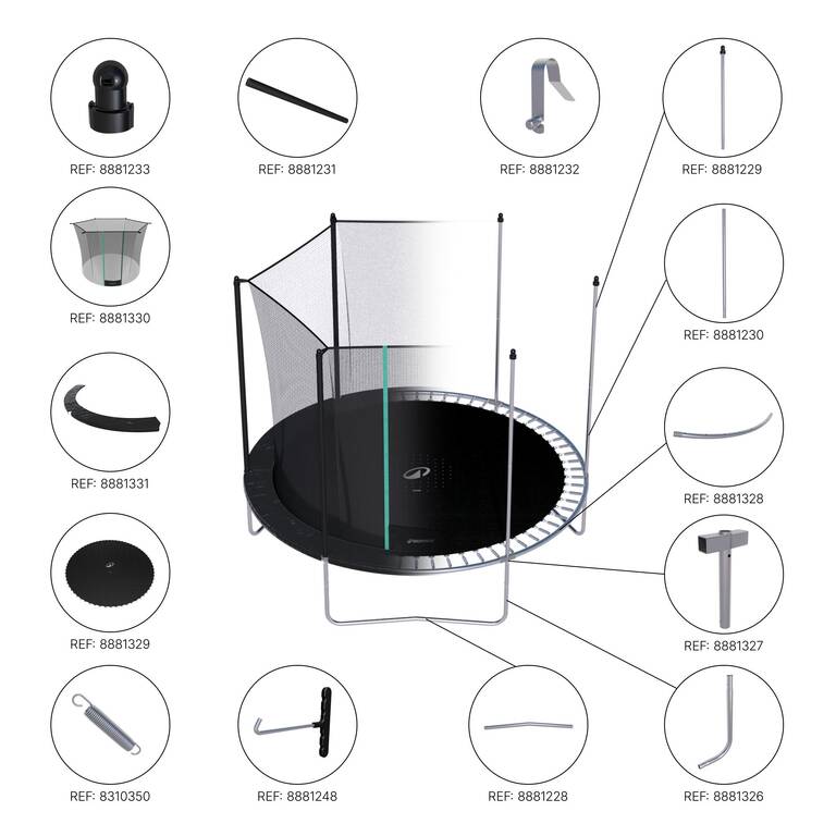 Trampoline 300 with Netting - Tool-Free Design