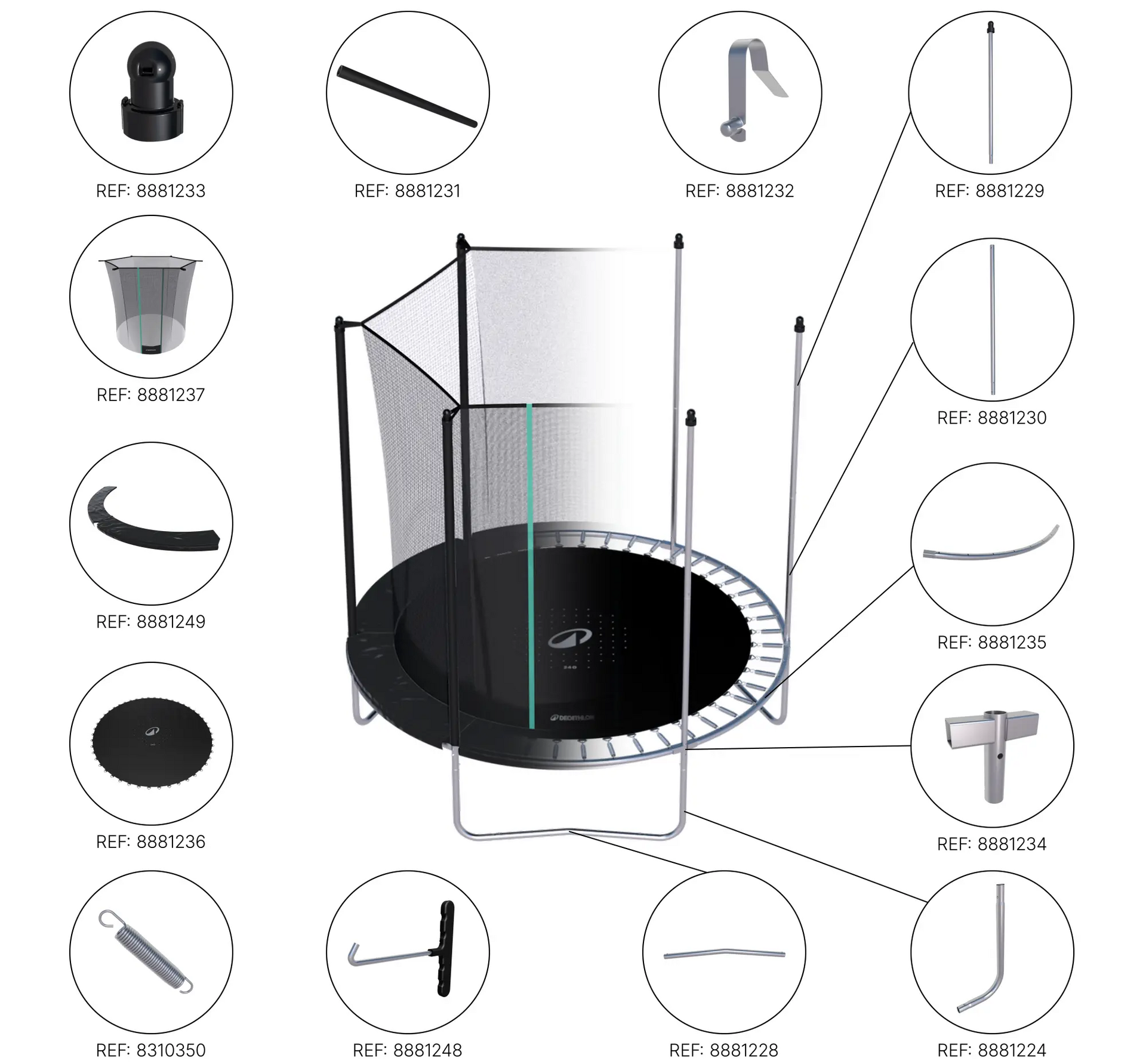 Trampoline 240  notice reparation entretien Pièces détachées Gymnastique Decathlon Domyos