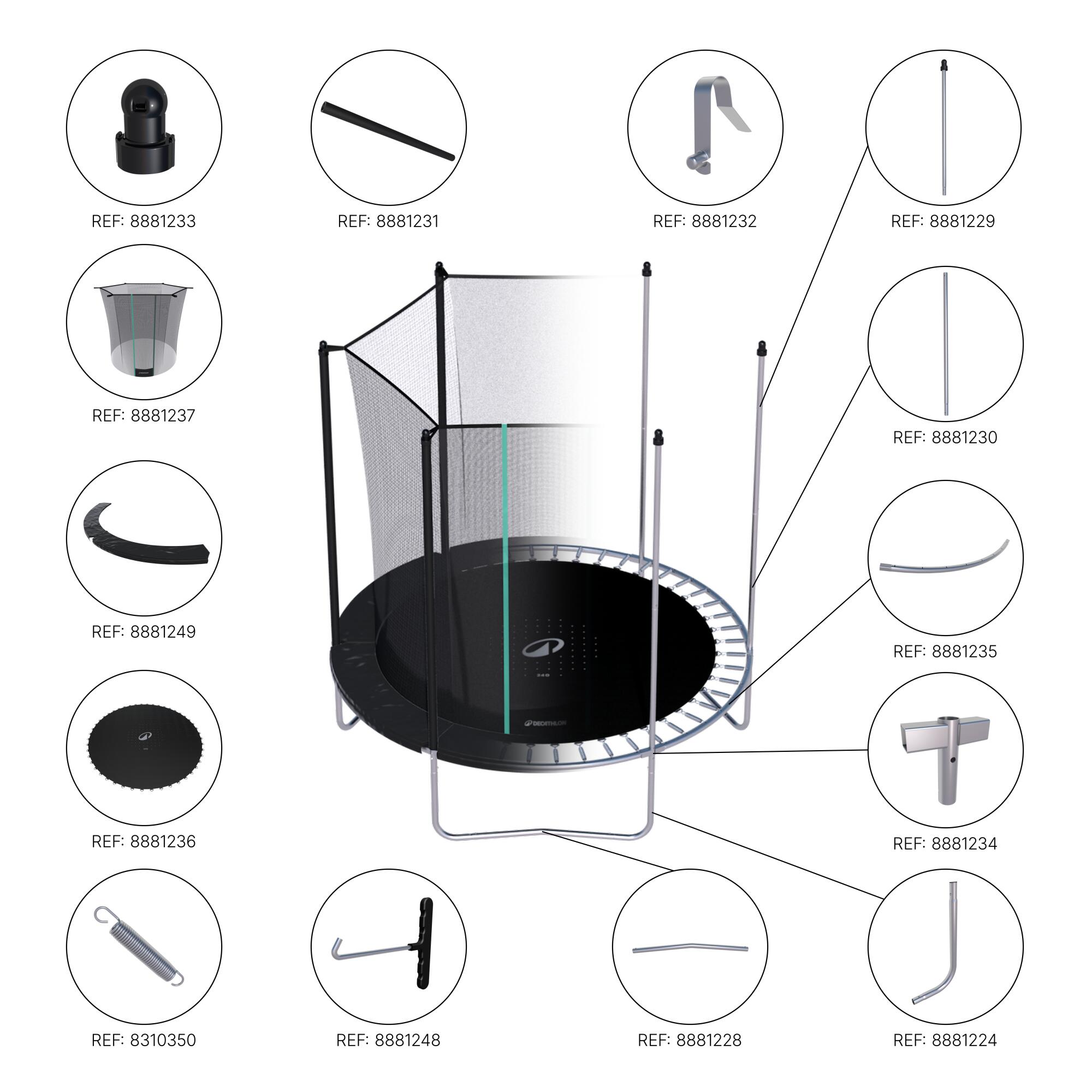 Trampoline 240 with Netting - Tool-Free Design 8/10