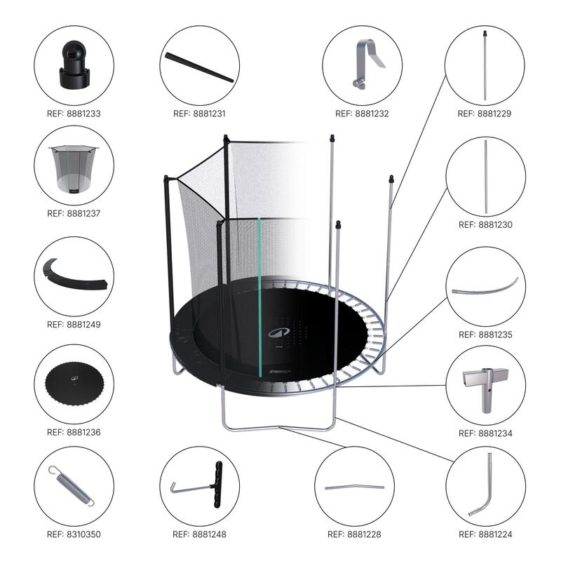 TRAMPOLINE 240 MET VEILIGHEIDSNET MONTAGE ZONDER GEREEDSCHAP