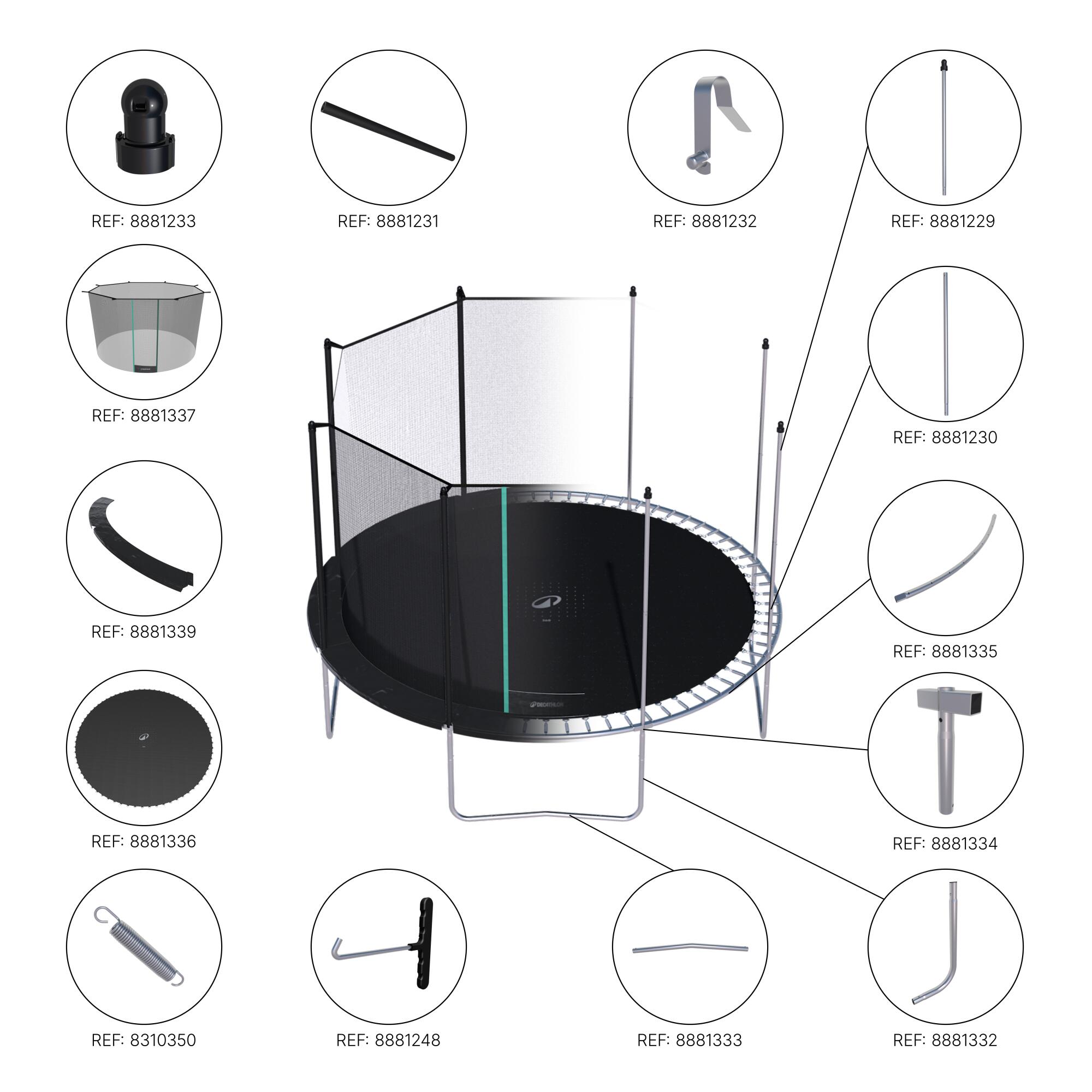 DOMYOS Ochranná sieť V2 bez zipsu na okrúhlu trampolínu 360 bez · záber 4