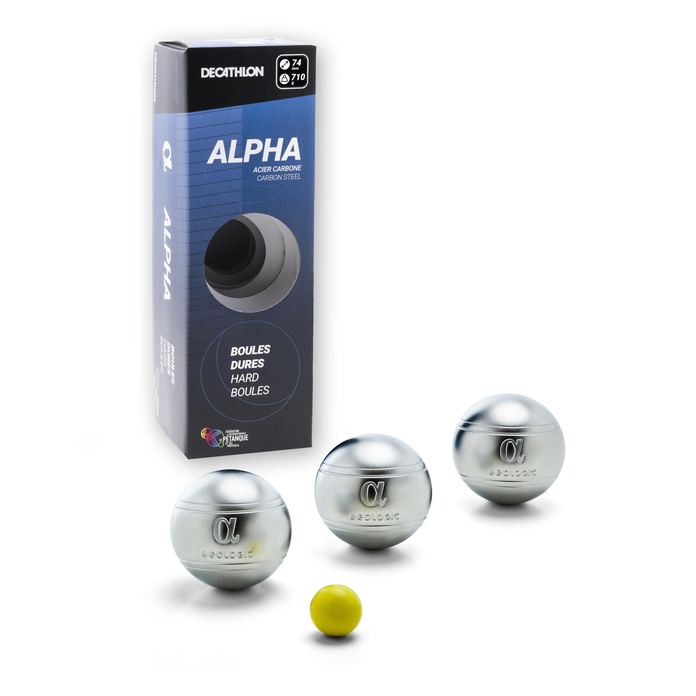 Geologic - 3 Boules De Pétanque Compétition Dures Alpha - Boule De Pétanque - Tir A L'arc Flechette Petanque Quille - - 74mm/690lisse - Decathlon