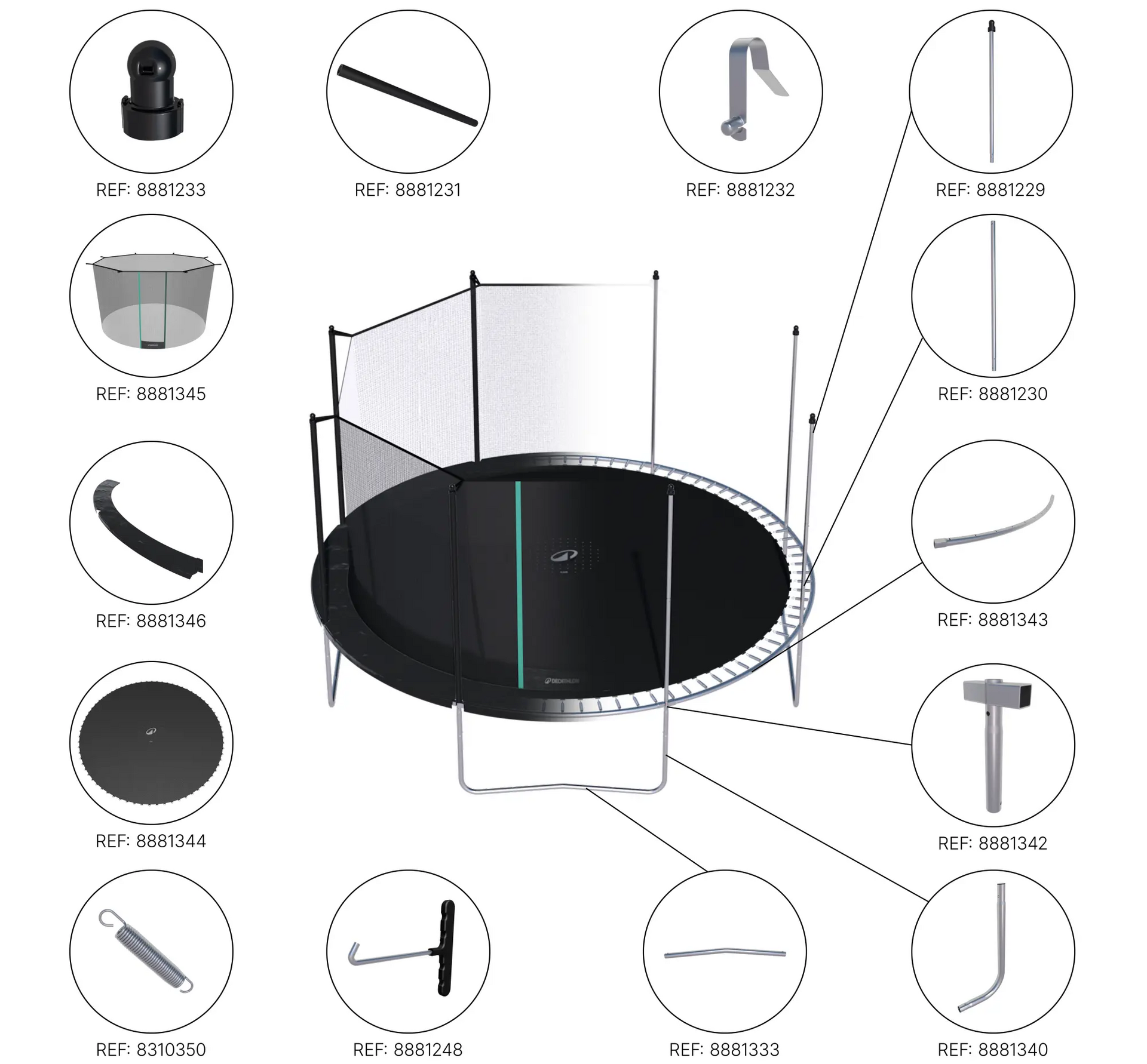Trampolino rotondo 420: Guida utilizzatore e riparazione