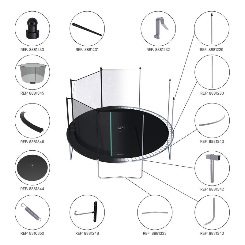 Cama Elástica 420 Red Seguridad Montaje Sin Herramientas