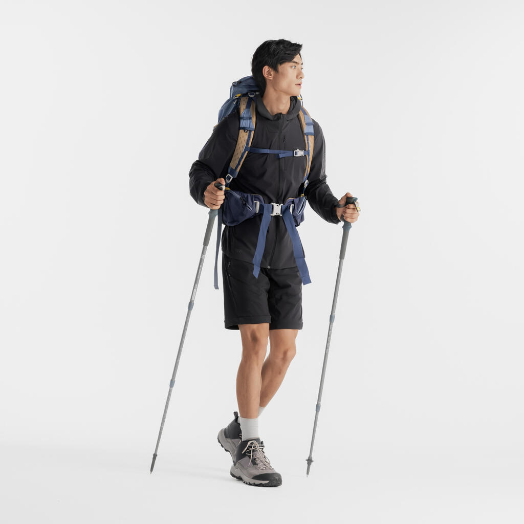 Ανδρική ταξιδιωτική βερμούδα Cargo για trekking  - TRAVEL 100 - Καφέ