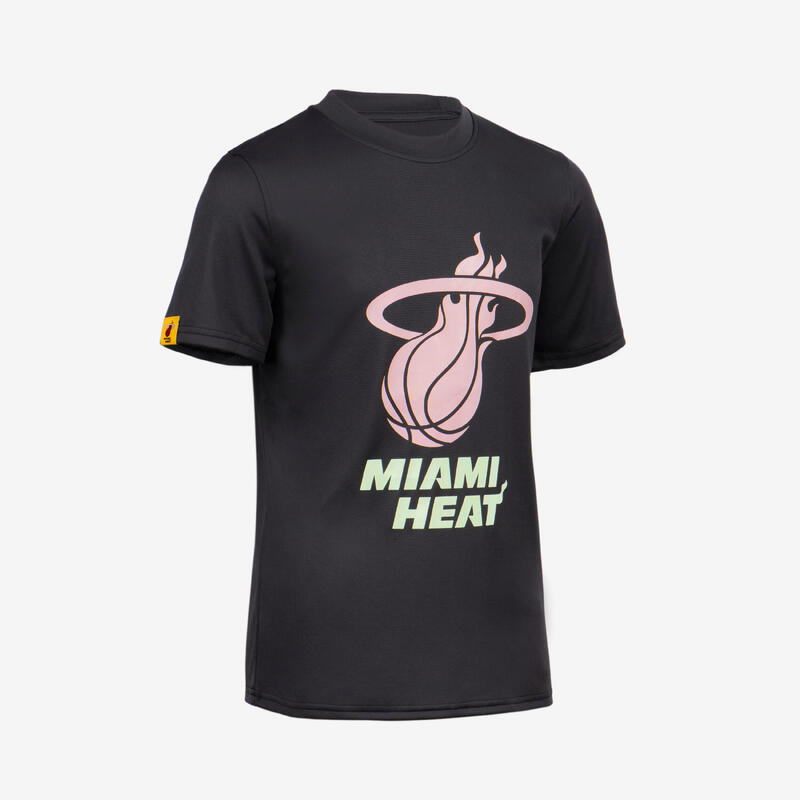 兒童款籃球 T 恤 NBA 邁阿密熱火隊 TS 900 - 黑色