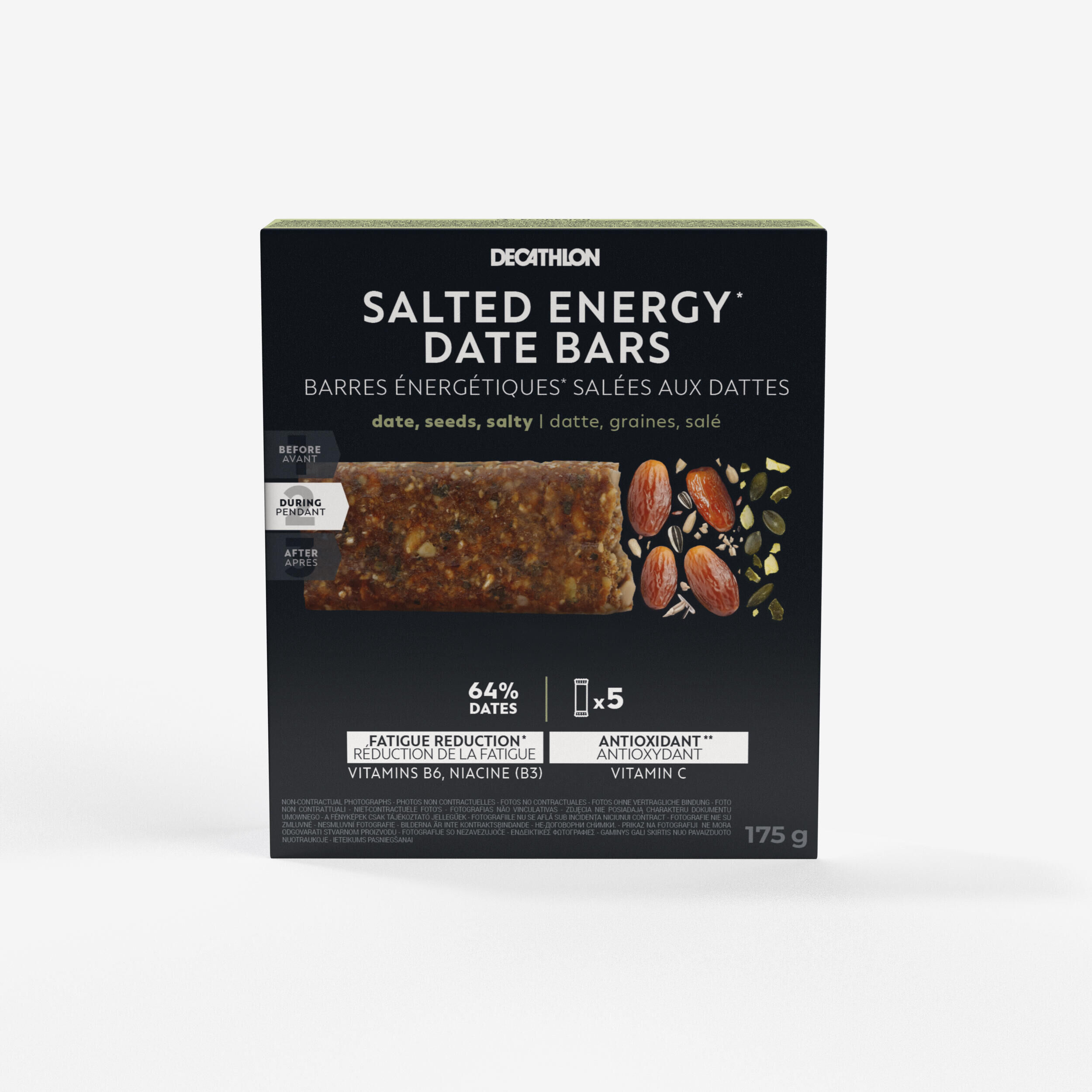 DECATHLON Date-flavoured savoury energy bar with seeds - 5 x 35 g