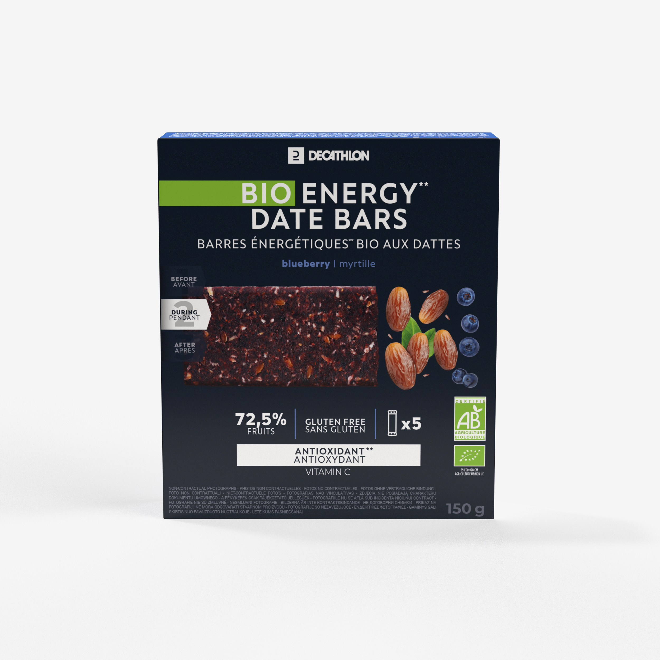 Barre énergétique bio dattes myrtille x5 - Decathlon