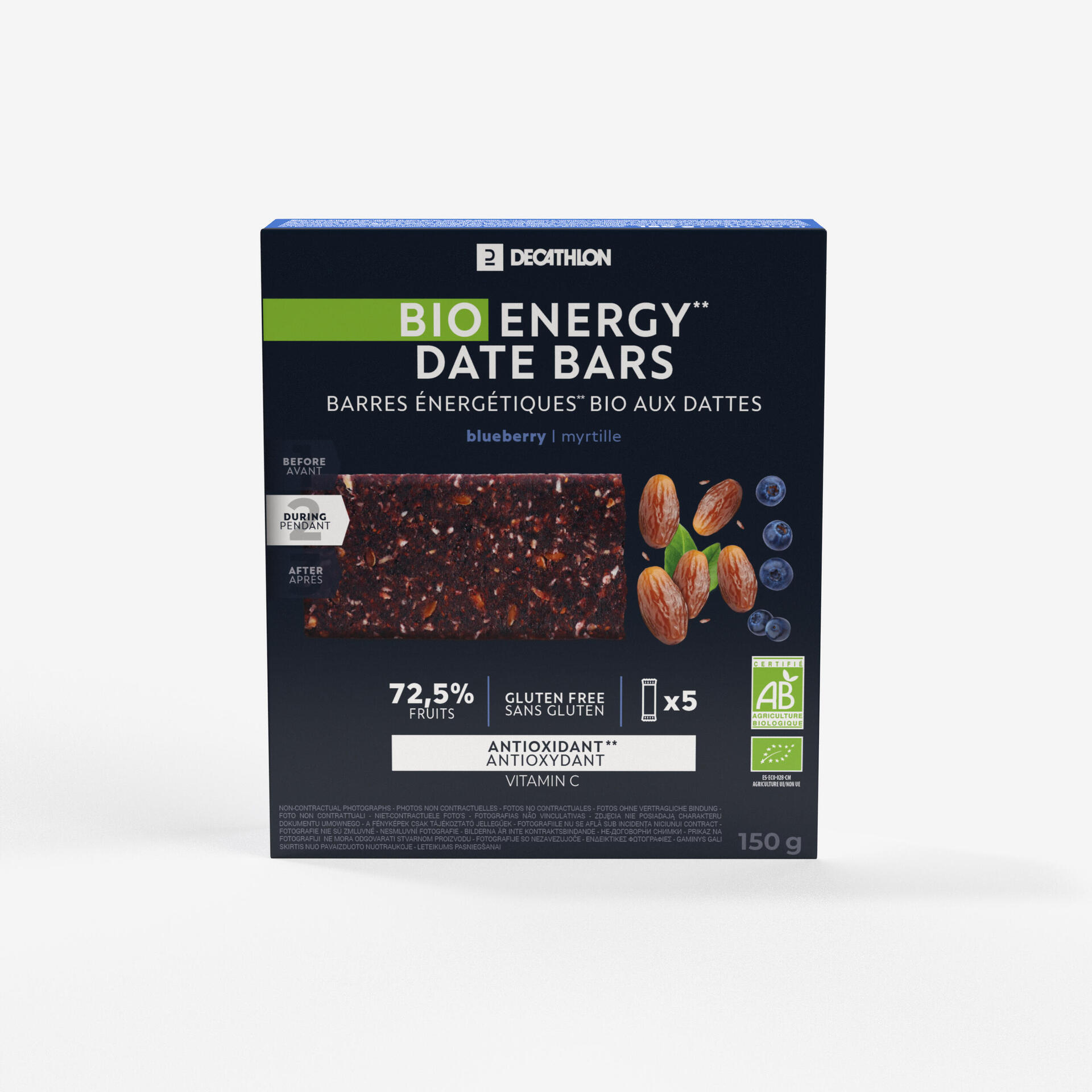 Barre énergétique bio sans gluten dattes et myrtille, x5 - Equipement Multisports - Soin, hydratation et nutrition du sportif - DECATHLON-Decathlon