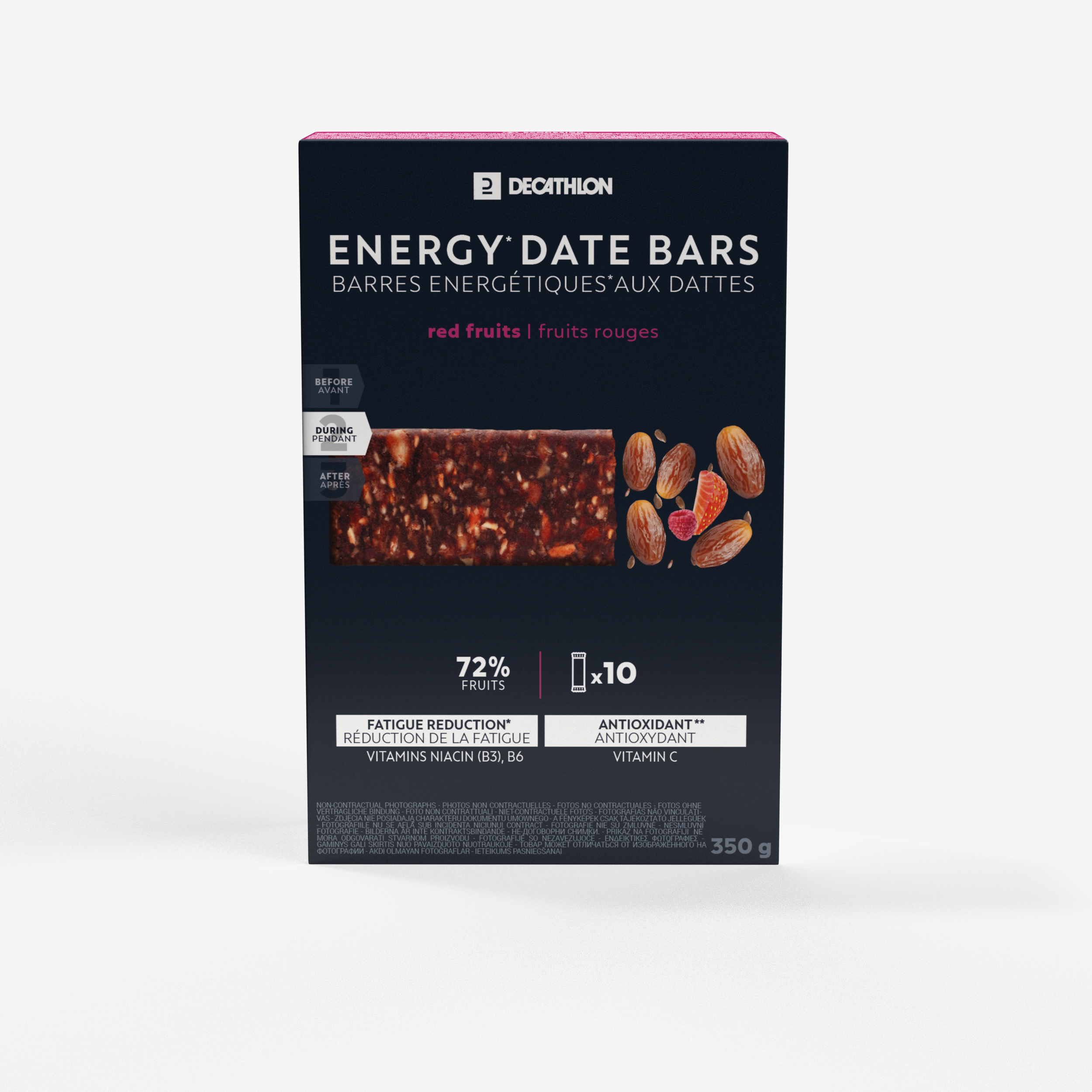 Barre énergétique aux dattes et aux fruits rouges 10x35gr - Decathlon