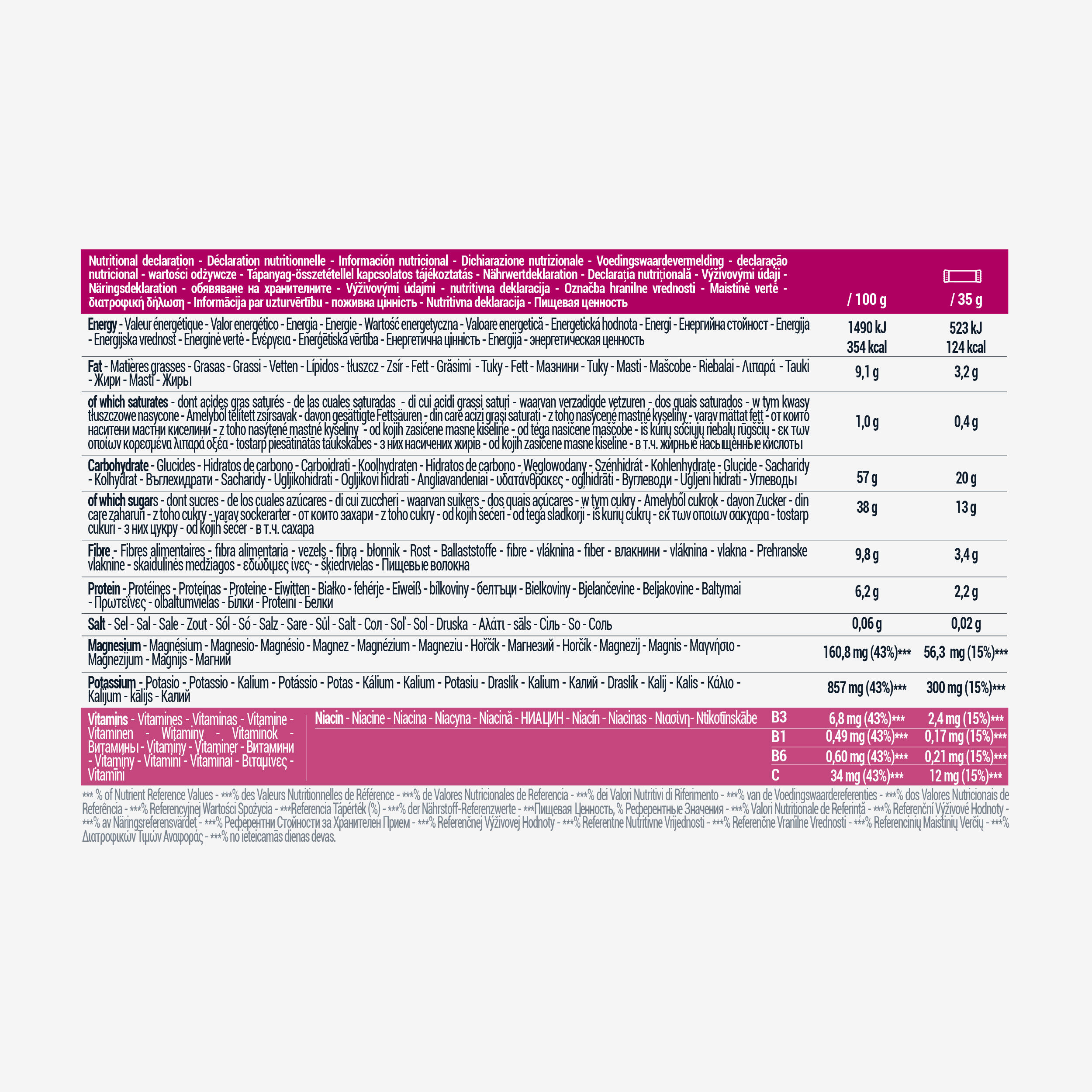 Barretta energetica ai datteri e frutti rossi 10x35gr