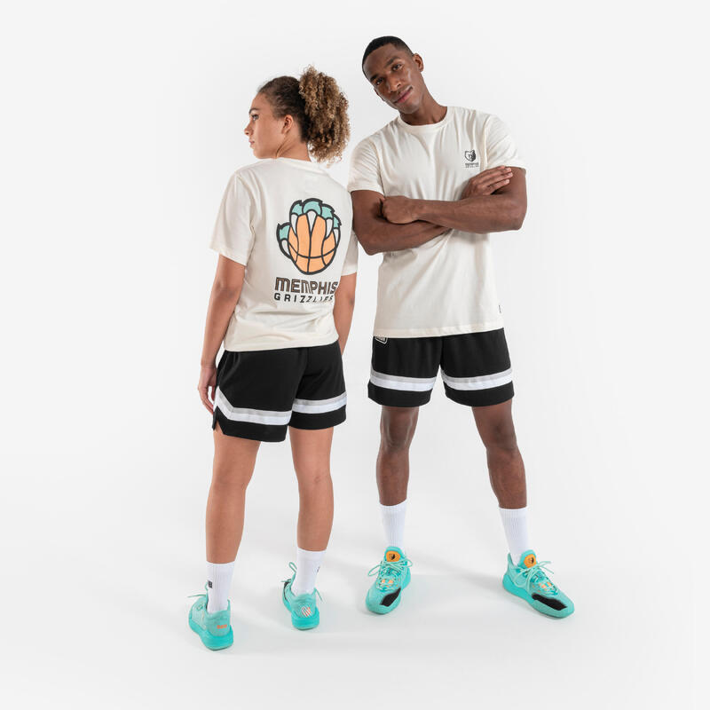 男女通用籃球 T 恤 900 AD - NBA 灰熊隊／白色