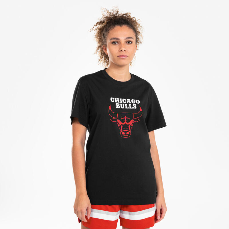 男女通用籃球 T 恤 NBA 芝加哥公牛隊 900 - 黑色