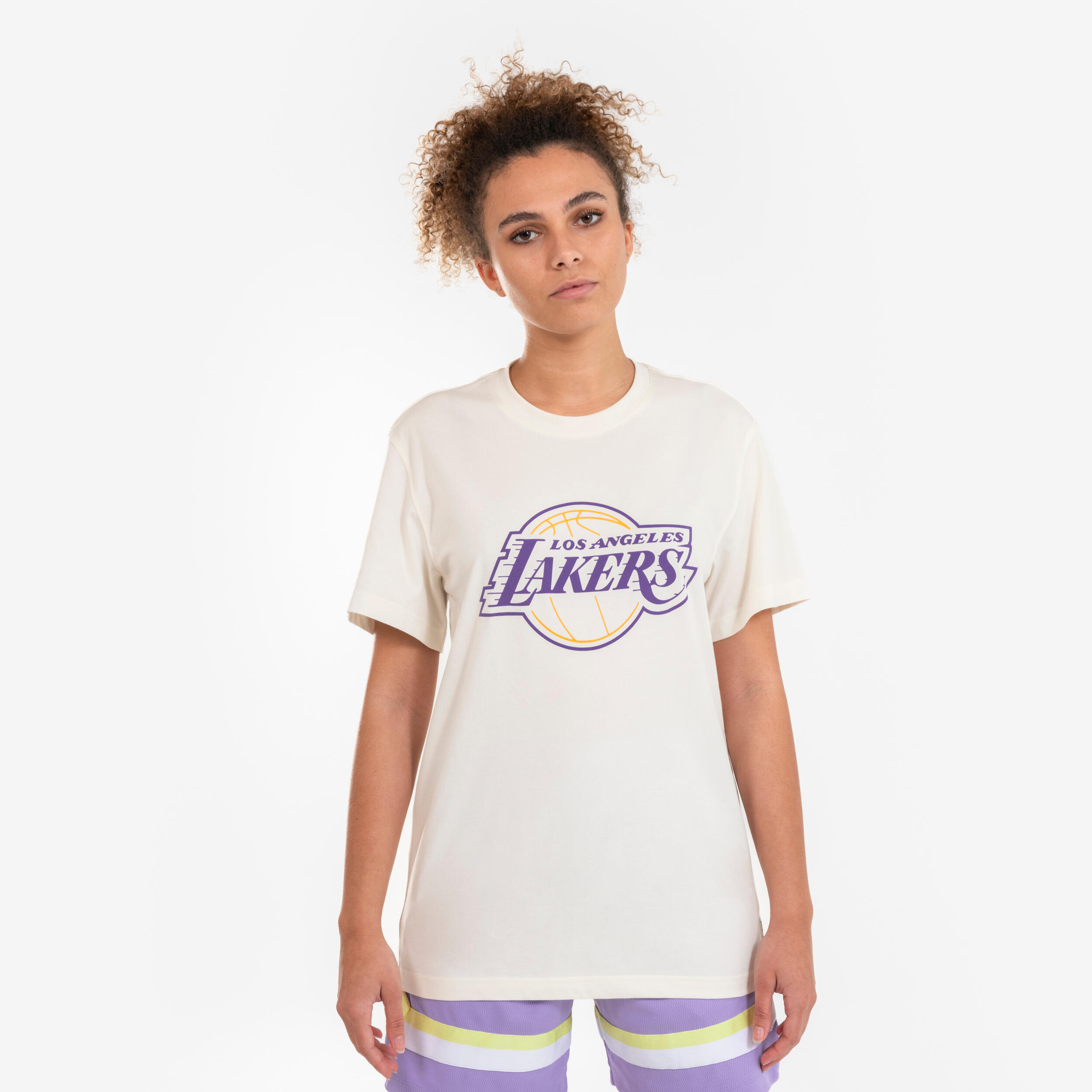 Unisex basketball T-shirt NBA Lakers, 900 cream - Decathlon