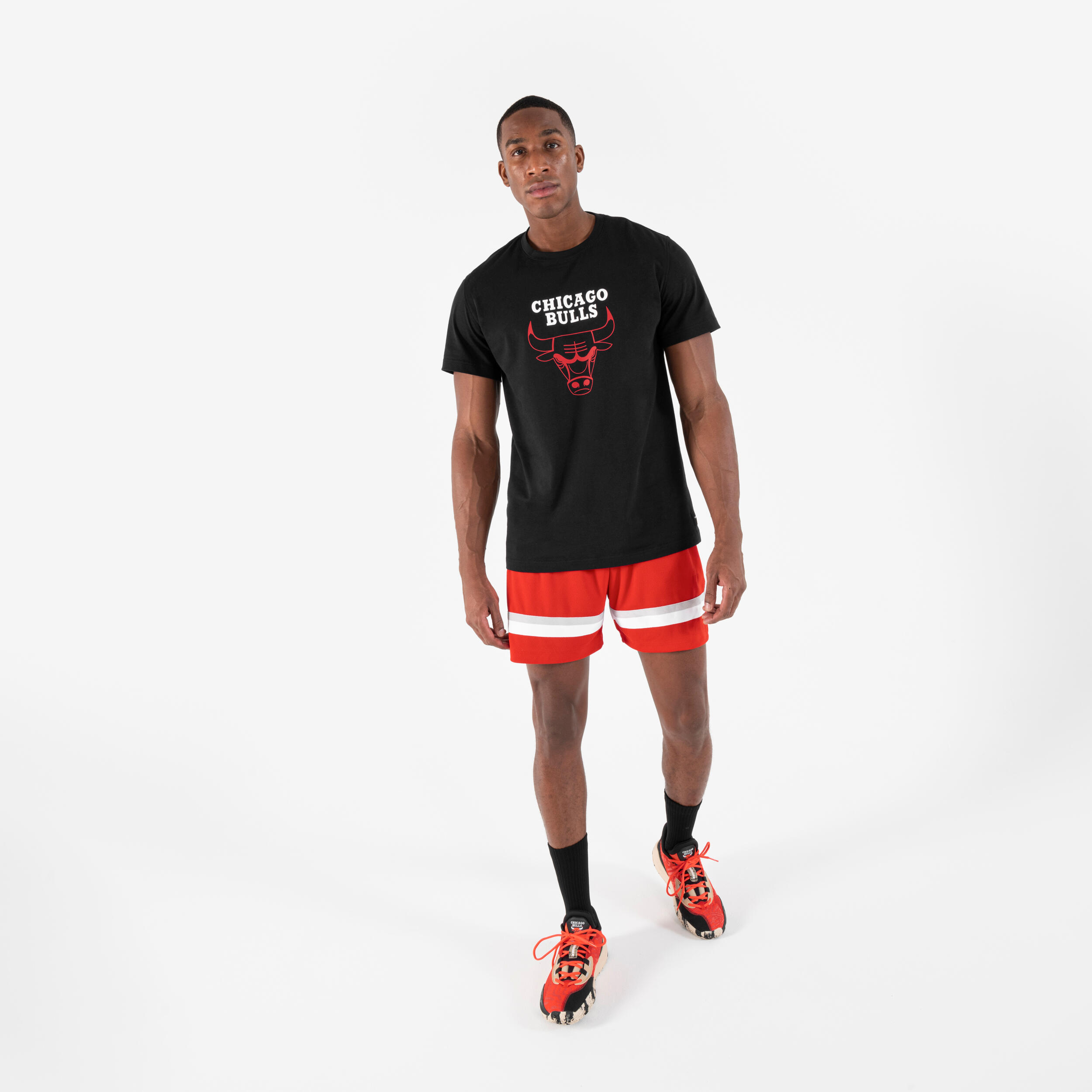 Men s Women s Adult Basketball Shorts SH 900 NBA Chicago Bulls Red