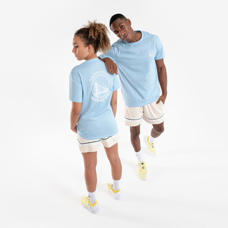 男女通用籃球 T 恤 900 AD - NBA 勇士隊／藍色