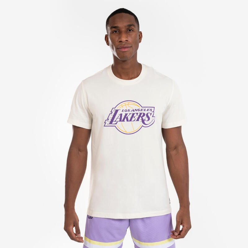 男女通用籃球 T 恤 NBA 湖人隊 900 - 白色