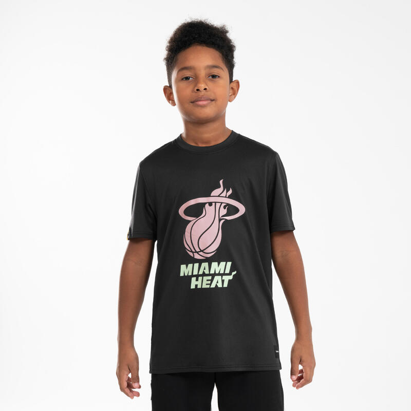 Kinder Basketball Shirt kurzarm NBA Miami Heat - TS 900 schwarz